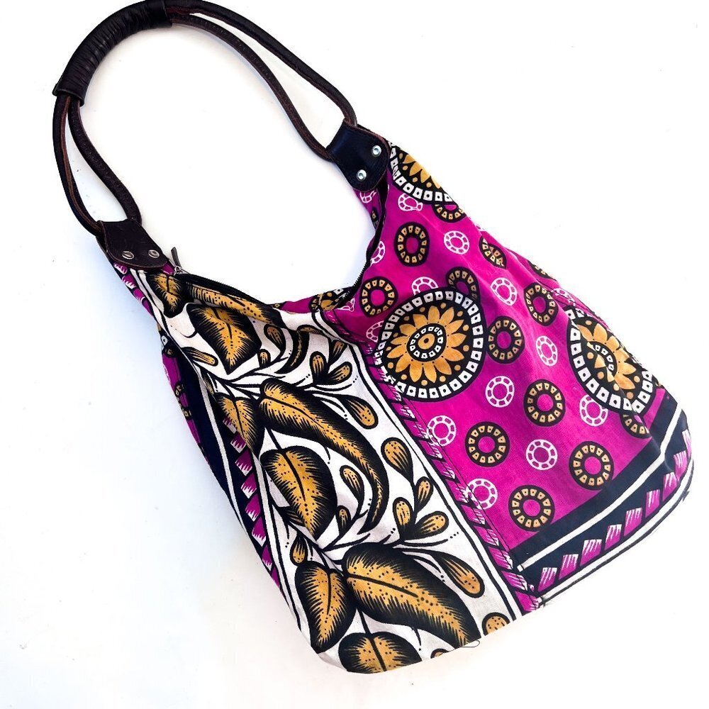 Annabelle Thom Leather and cloth Hobo Bag - Picture 1 of 9